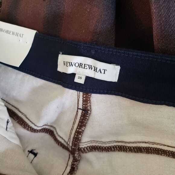 WEWOREWHAT Revolve Plaid Icon High-Rise Colorblock Jeans Size 25 Stretch Twill - Picture 9 of 12